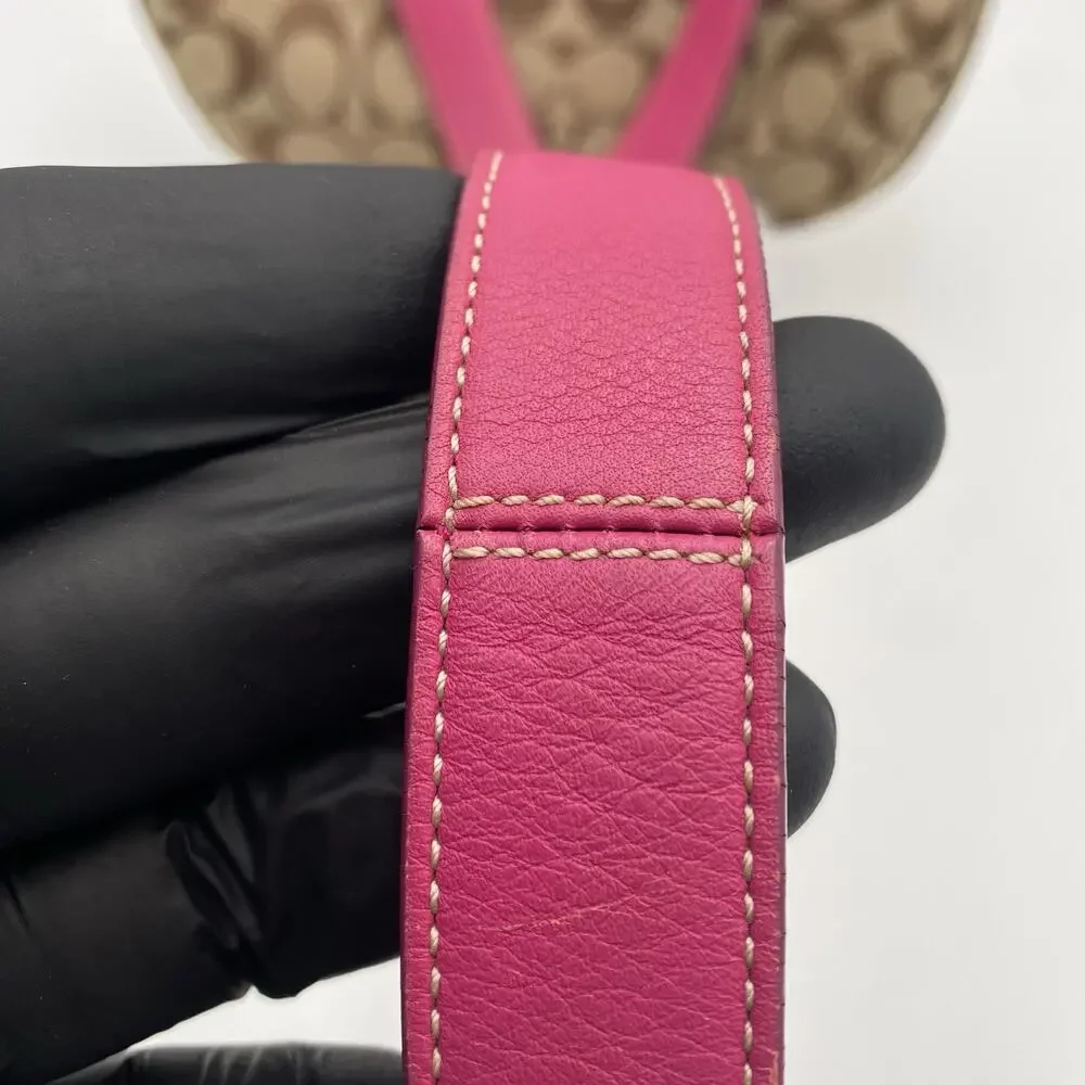 Coach Y2K Signature Flap Crossbody Bag Fuchsia Pink Trim & Interior Saddle 6842